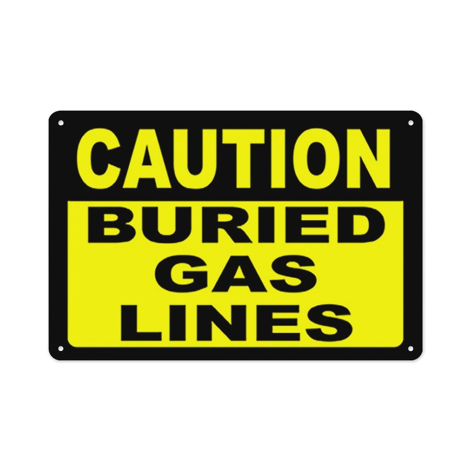Peiyeety A06 Caution Buried Gas Lines Sign Aluminum Tin Warning Signs For Home Outdoor Garden 12X16 Inches