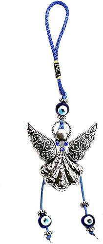 Miniatura 8 de LUCKBOOSTIUM Hermoso ángel con cristal azul y adorno colgante de mal de ojo, dijes de buena suerte, llaves del hogar, bolso, bolsos y accesorios