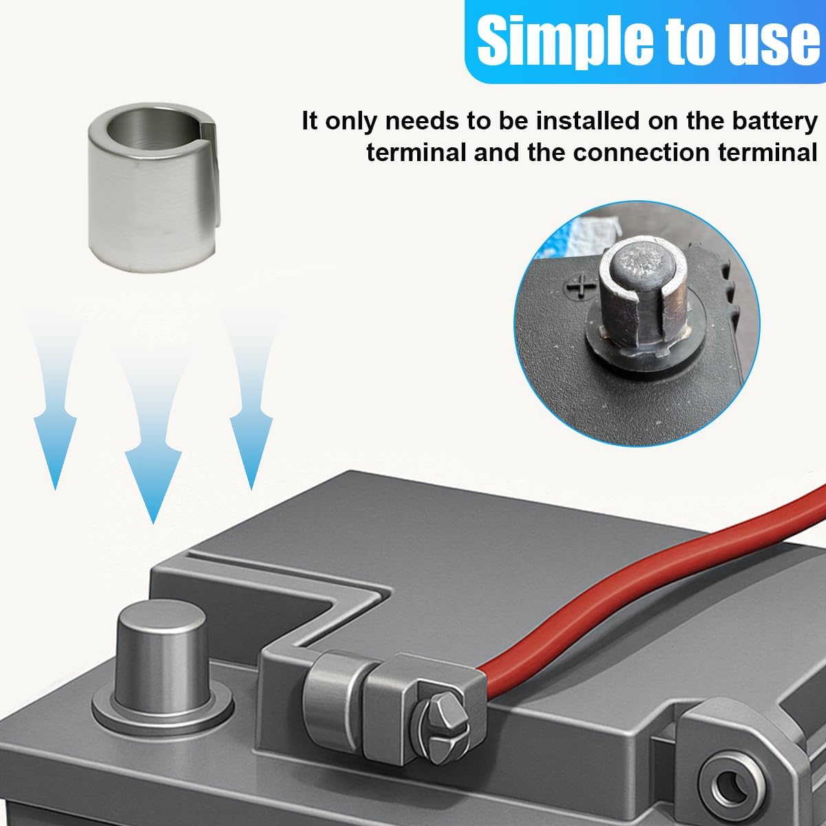 2PCS Car Battery Post Terminal Shims, Automotive Battery Terminal Converter Post Adaptors for Positive & Negative, Pure Lead Anode Cathode Sleeves, Universal Car Accessories image 5
