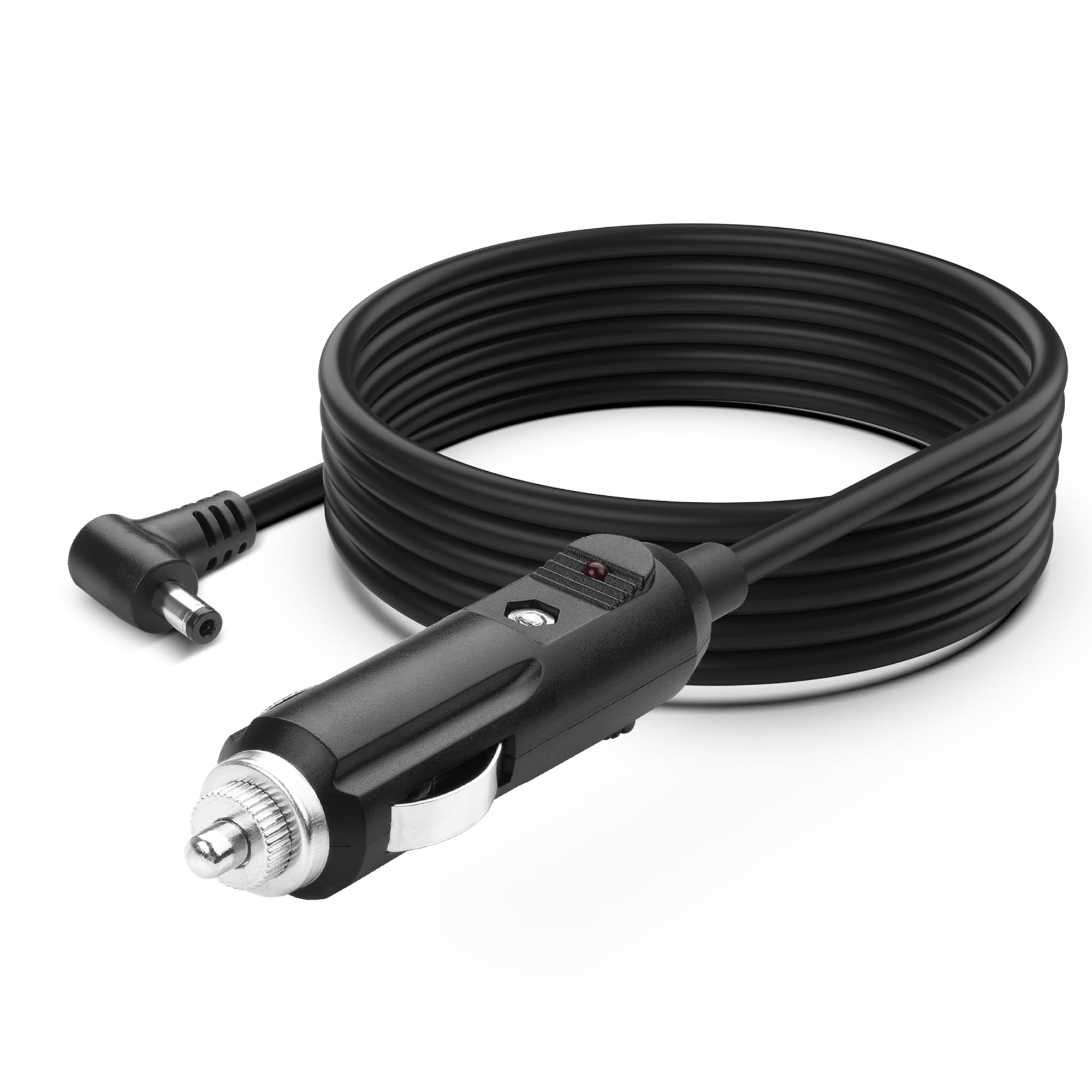 YAODHAOD Cavo caricabatterie da auto 12 V max 10 A 1,8 m, angolo retto DC 5,5 x 2,5 mm, 14 AWG, caricabatterie accendisigari per lettore DVD, router, GPS, fotocamera, CCTV