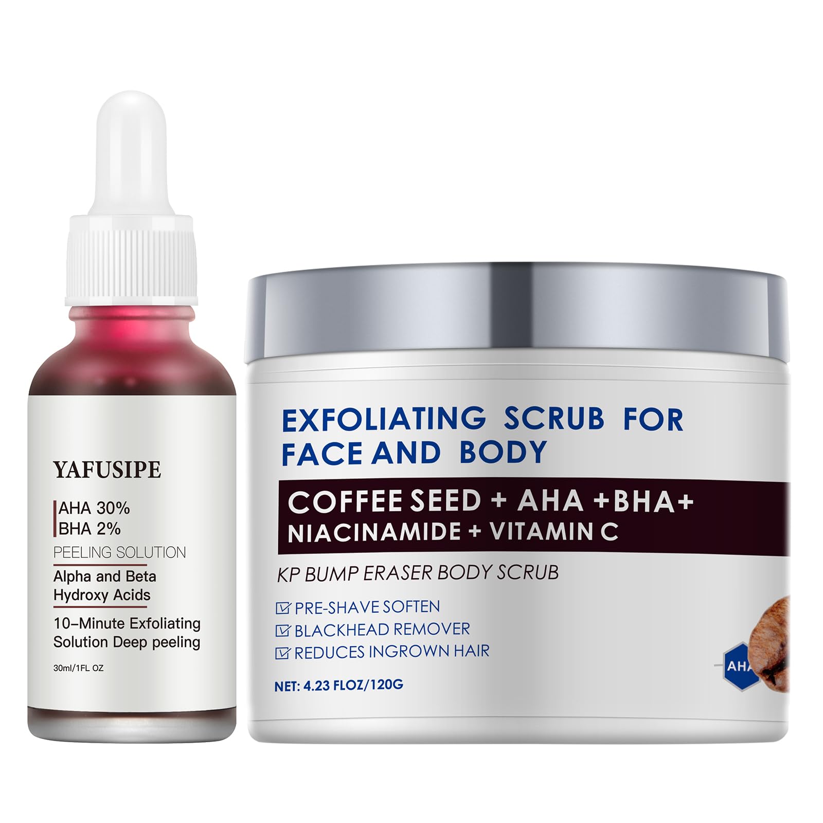 AHA 30% + BHA 2% Peeling Solution Exfoliating AHA 30% BHA 2% Peeling Solution Chemical Peel for Face BHA AHA Mask Red Peel BHA Liquid Exfoliant KP Bump Eraser Body Scrub Ingrown Hair Treatment
