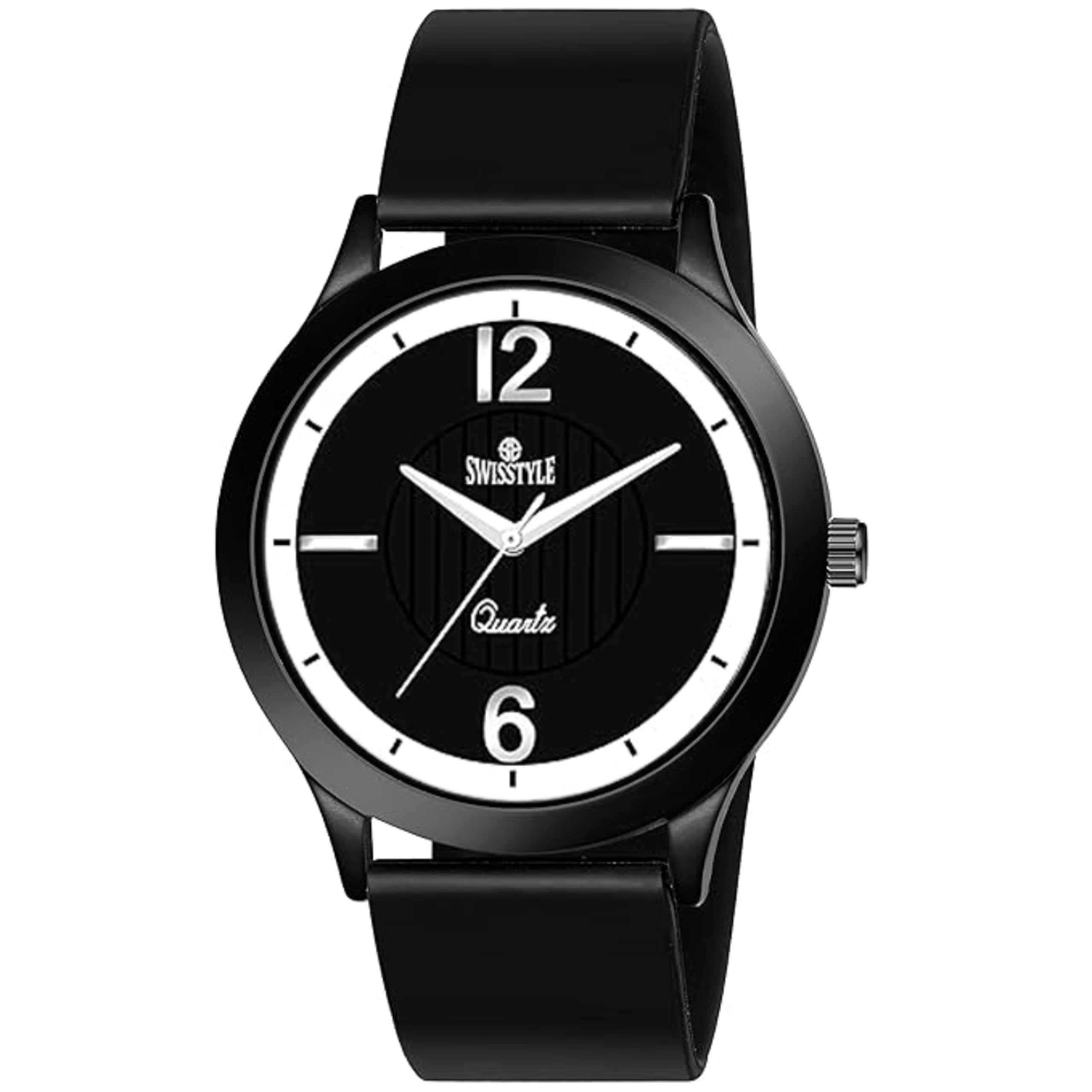 SWISSTYLE Black Soft Silicone Strap Analog Watch for Men (Black) (B0CX9G8W6S) Amazon Price History, Amazon Price Tracker