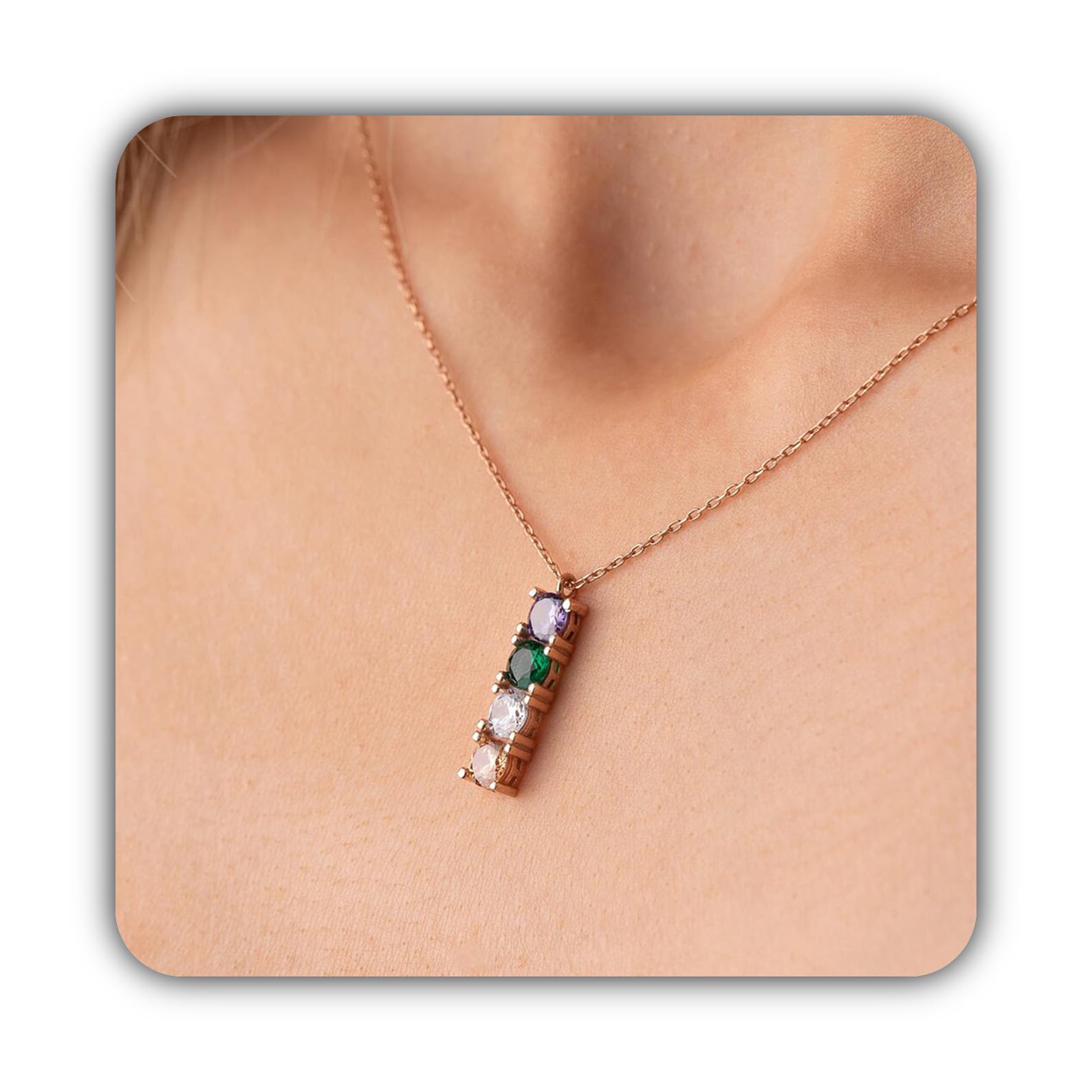 Plata de ley 925 Cuna collar de la barra de la familia de la niña joyería para el día de la madre