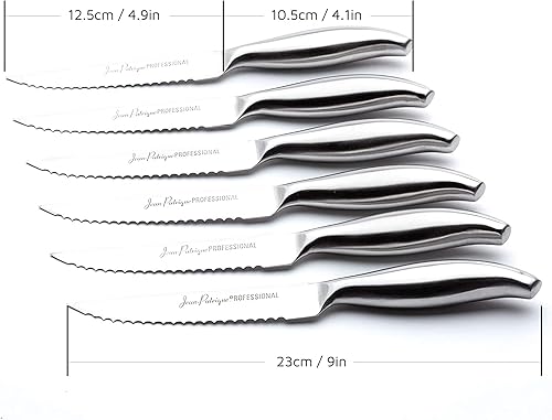 Miniatura 4 de Jean-Patrique Juego de cuchillos de cocina con bloque  Juego de 6 cuchillos de acero inoxidable con soporte de madera  Aptos para lavavajillas,