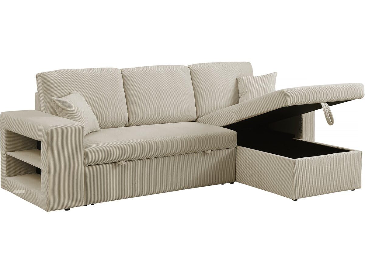 Habitat et Jardin Canapé d'angle en Velours côtelé Convertible/réversible Axel - 3 Places - Beige