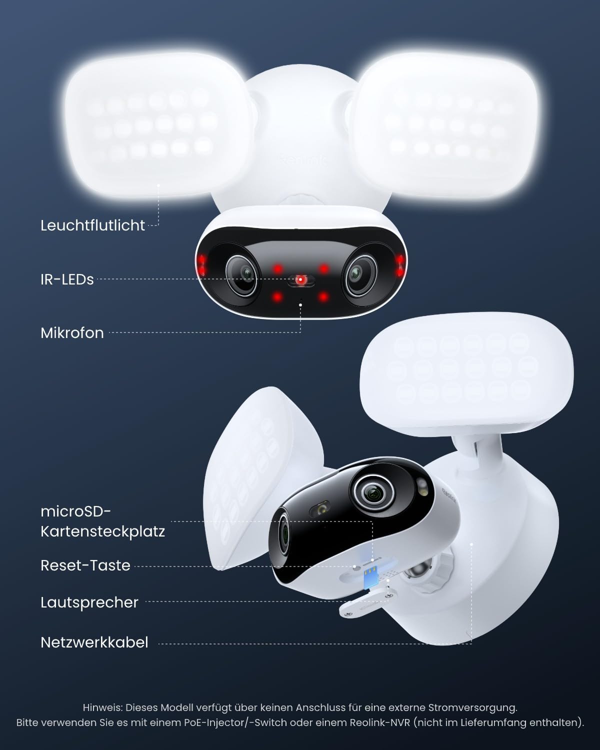 Reolink 16MP PoE Kamera Außen mit 180° Dual-Lens, Elite Pro Floodlight PoE | PoE Überwachungskamera Aussen mit 2800 Lumen Beleuchtung, Vollfarb- & IR- Nachtsicht, Smart-Erkennung, Bewegungsspur
