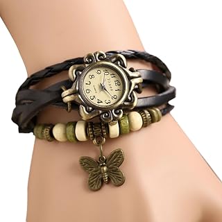 Qtqgoitem Lady Retro Style PU Leather Weave Band Quartz Wrist Watch Coffee Color (Model: d14 740 125 4bd a4c)