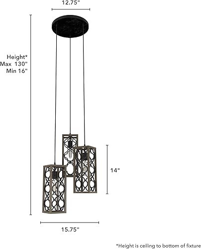 Miniatura 5 de Hunter Fan Company 19995 Colgante de racimo Gablecrest, roble francés
