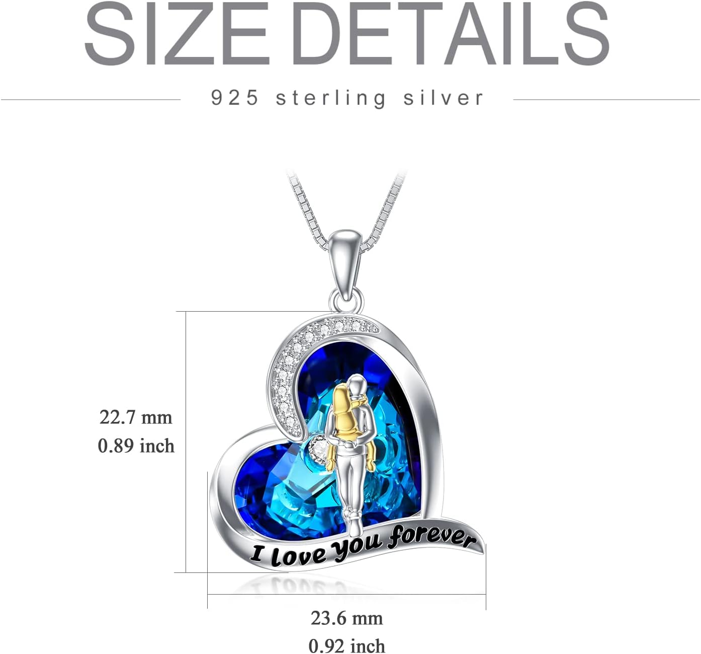 TOUPOP Father and Daughter Necklace 925 Sterling Silver Daughters Necklaces from Dad Heart Crystal Pendant I Love You Forever Jewelry Valentines Day Birthday Gifts for Women - Image 5