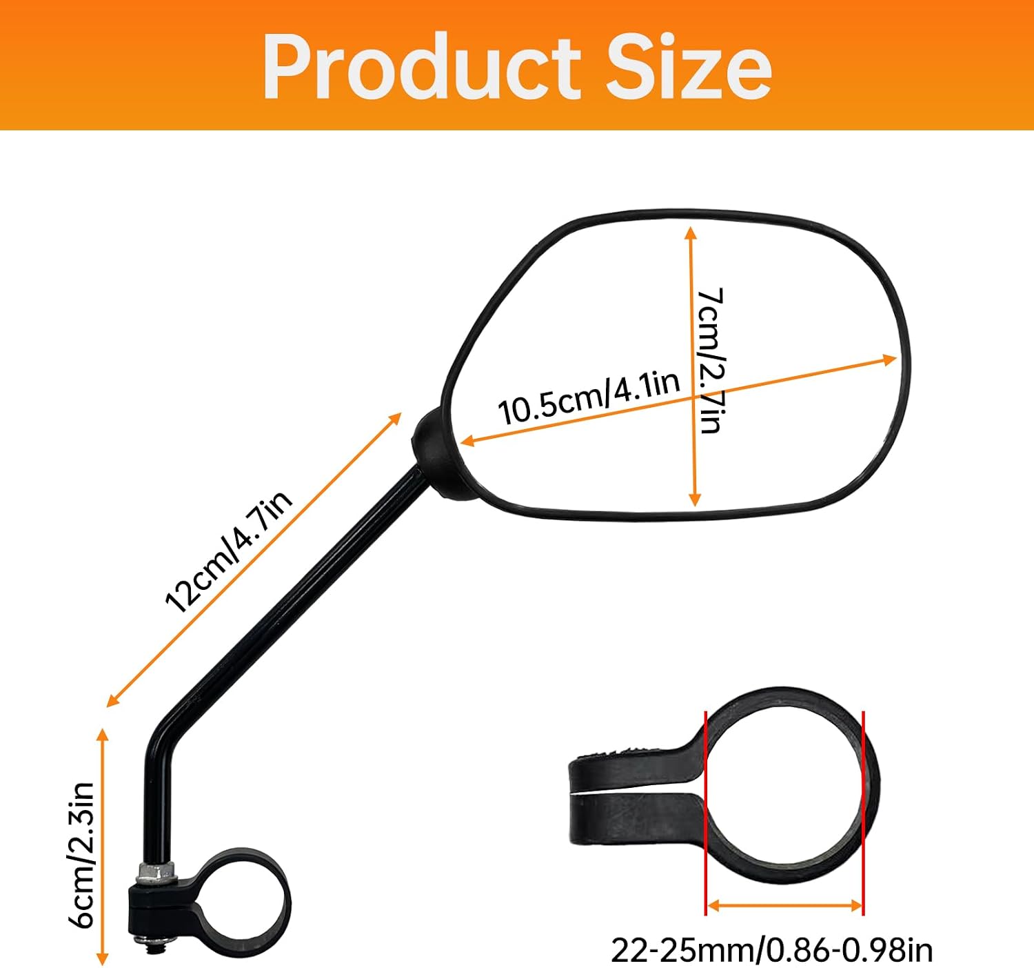 2PCS Bike Mirrors for Handlebar Mount, Bike Rear View Mirror, HD Glass Bicycle Mirrors for E-bike, Mountain Bike, City Bikes & Scooter (Left&Right 0.87-0.98")