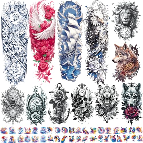 CUTELIILI 3D Watercolor Temporary Sleeve Tattoos for Women Men Adults