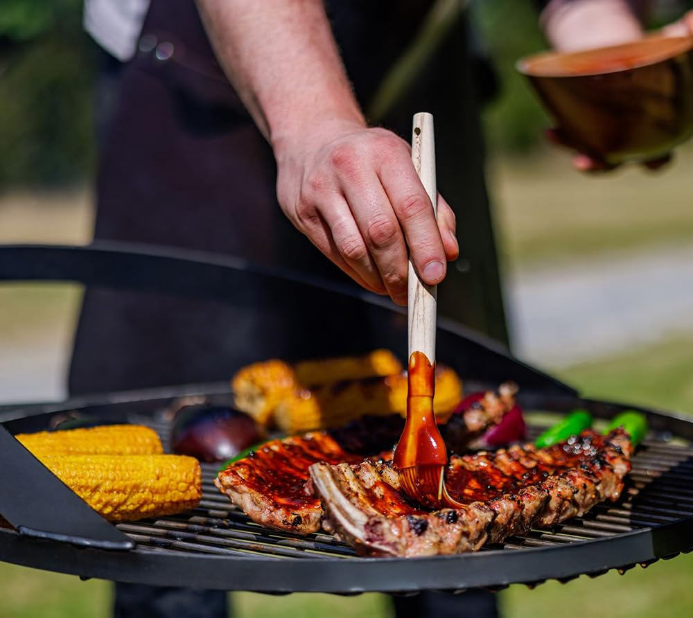 CookKing Feuerschale Montana X 60 mit Holzlager und Zubehör aus Rohstahl Ø 60 cm handgeschweißt wetterfest inklusive Grillrost und Befestigungsmast für Garten Terrasse Outdoor