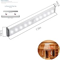 Vista 2 de Stick-on Anywhere Portable Little Light Wireless LED Under Cabinet Lights 10-LED Motion Sensor Activated Night Light Build in Rechargeable Battery