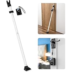 SecurityMan Door Security Bar with 120dB Alarm & Personal Safety Keychain Alarm (White) – Adjustable Door Jammer Stick & 130dB SOS Siren for Home and Personal Safety