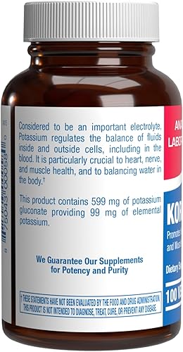 Miniatura 3 de Suplemento de potasio 99 mg - 100 tabletas vegetarianas de gluconato de potasio - Promueve la salud cardíaca, nerviosa y muscular - Koratate