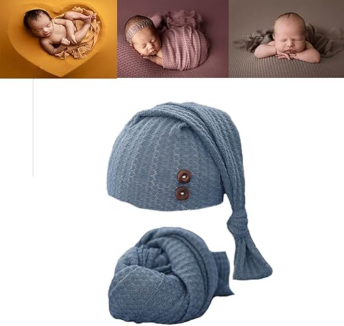 Miniatura 4 de Envoltura de fotografía para bebé recién nacido con sombrero de cola larga, trajes de ganchillo para fotos de niño y niña, trajes de manta de fotos,