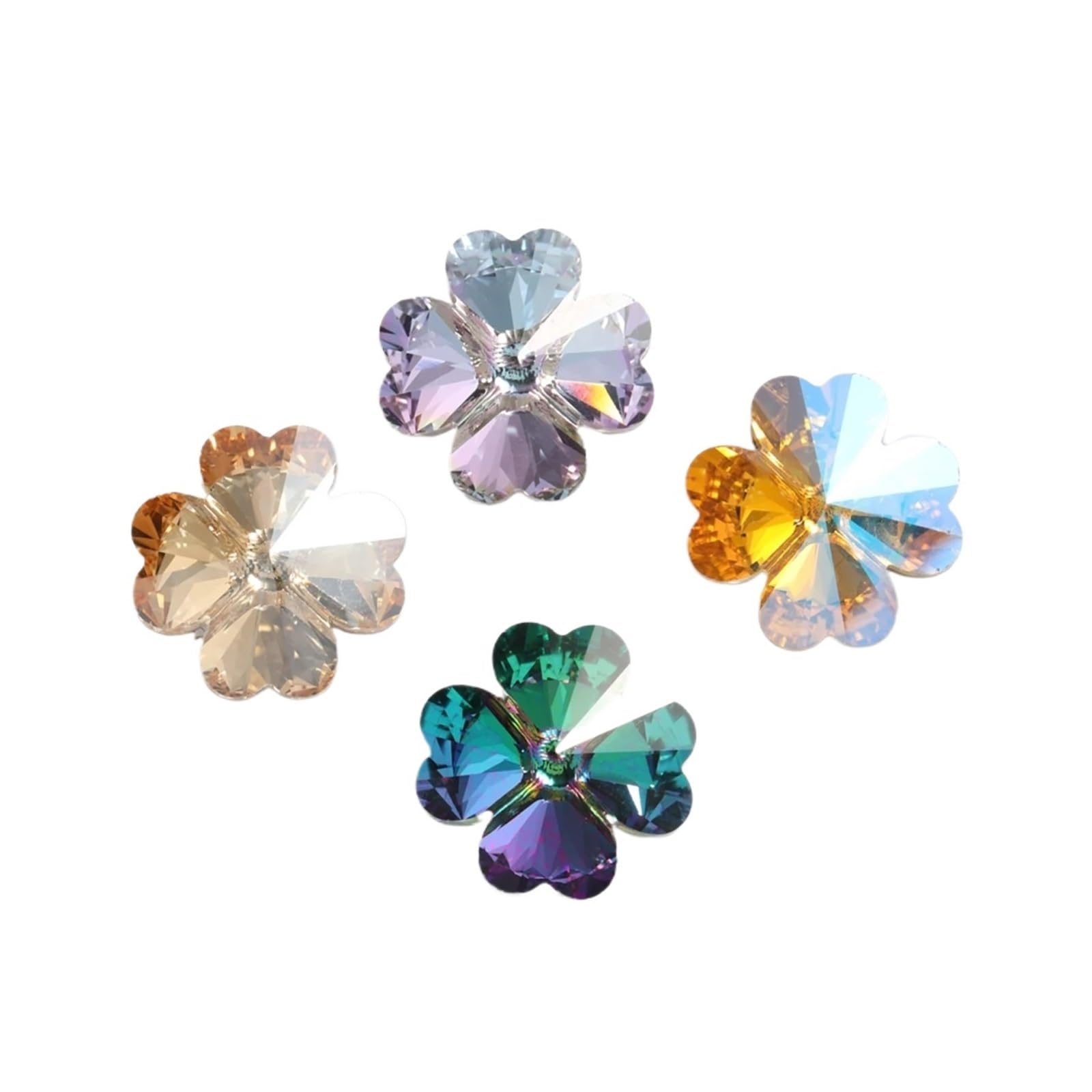 9 szt. 23 x 23 mm czterolistna koniczyna kształt szklane kamienie brokat kryształ strass błyszczący kolor stras dekoracja (Vitrail Light)