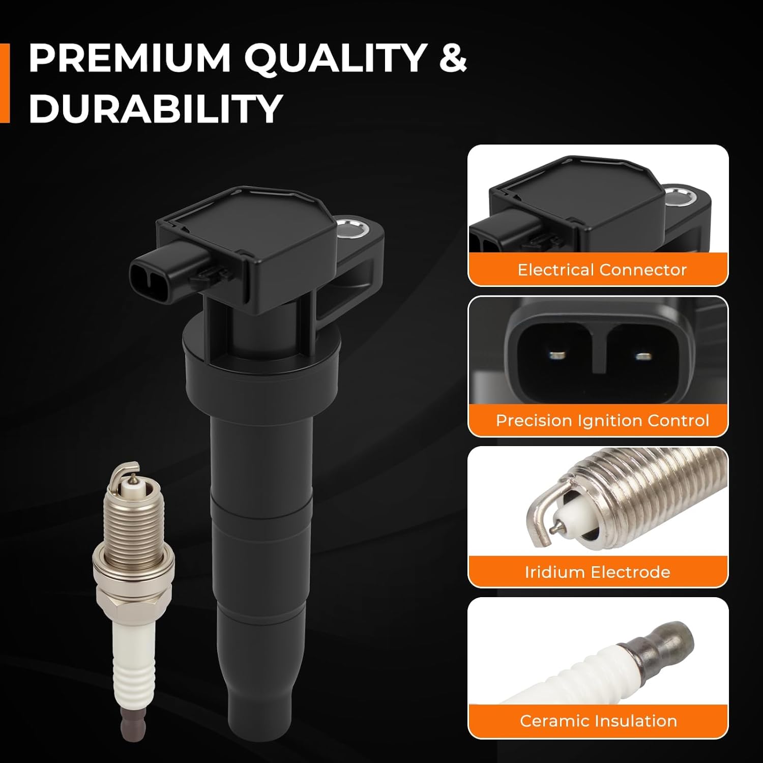 6PCS UF546 Ignition Coils Kit With 7090 Iridium Spark Plug Ignition Coils Pack Compatible With Hyundai Azera Santa Fe Sonata Entourage Veracruz Genesis Kia Amanti Sedona Borrego Magentis Optima