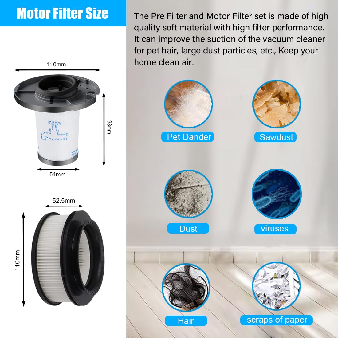 BAMBOOST HEPA-filter voor Rowenta X-Force Flex 11.60 / X-Force Flex 14.60/15.60 Accustofzuiger, filtervervanging voor Rowenta ZR009007, 2 stuks