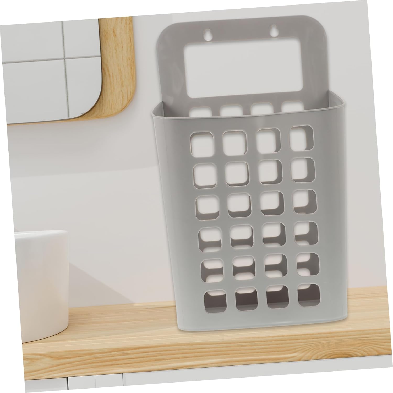 Plastic Detachable Laundry Container Large Storage Basket for Clothes Towels and Toys Versatile Organizer for Bedroom Bathroom and Living Room Grey White