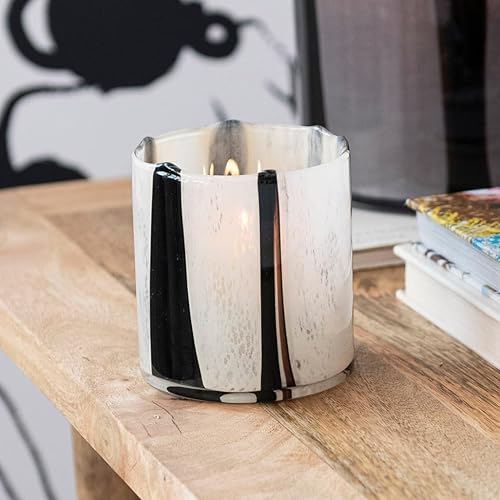 Miniatura 4 de Bloomingville Candelabro redondo de cristal con rayas, color crema y negro