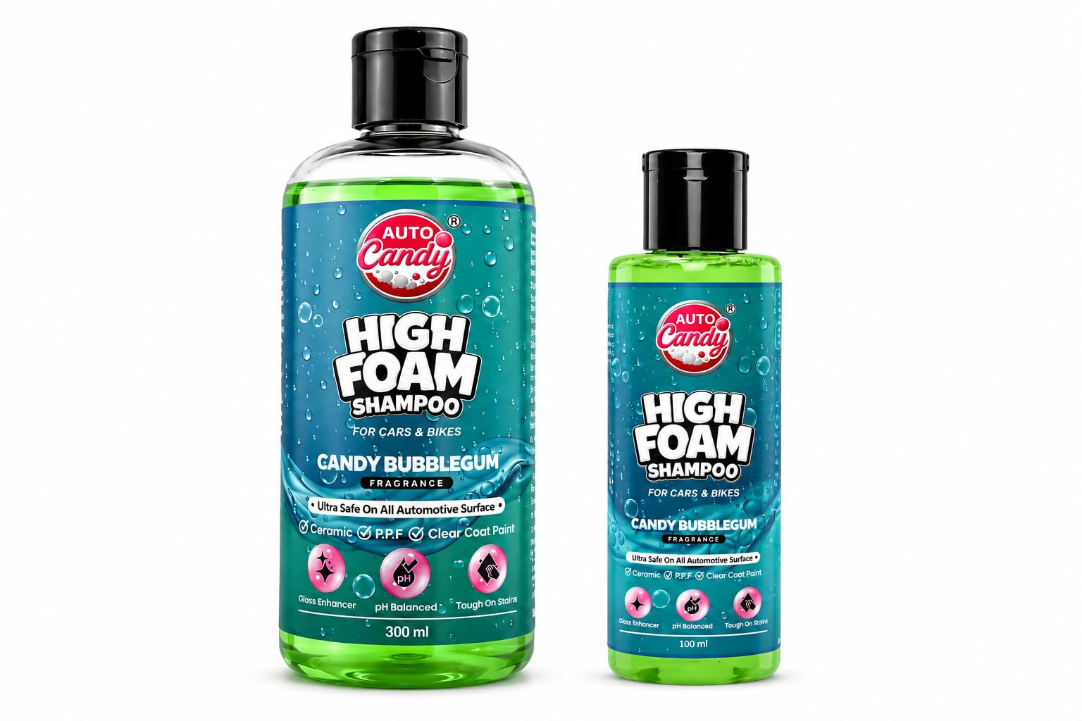 High Foam Car Shampoo 300ml - pH Neutral, Wax Shine, Tough Dirt Remover, Safe for PPFs & Wraps Paint and Ceramic Coating, Bucket & Foam Cannon Compatible, BubbleGum fragrance-picture-19
