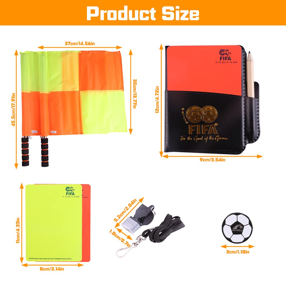 Zeayebsr 3PCS Cartes d'Arbitre de Football, Métal Sifflet Arbitre, Cartons Jaune et Rouge Carton Arbitre Set Carton Arbitre Kit avec Carte d'Arbitrage Crayon pour le Jeu de Football Basketball