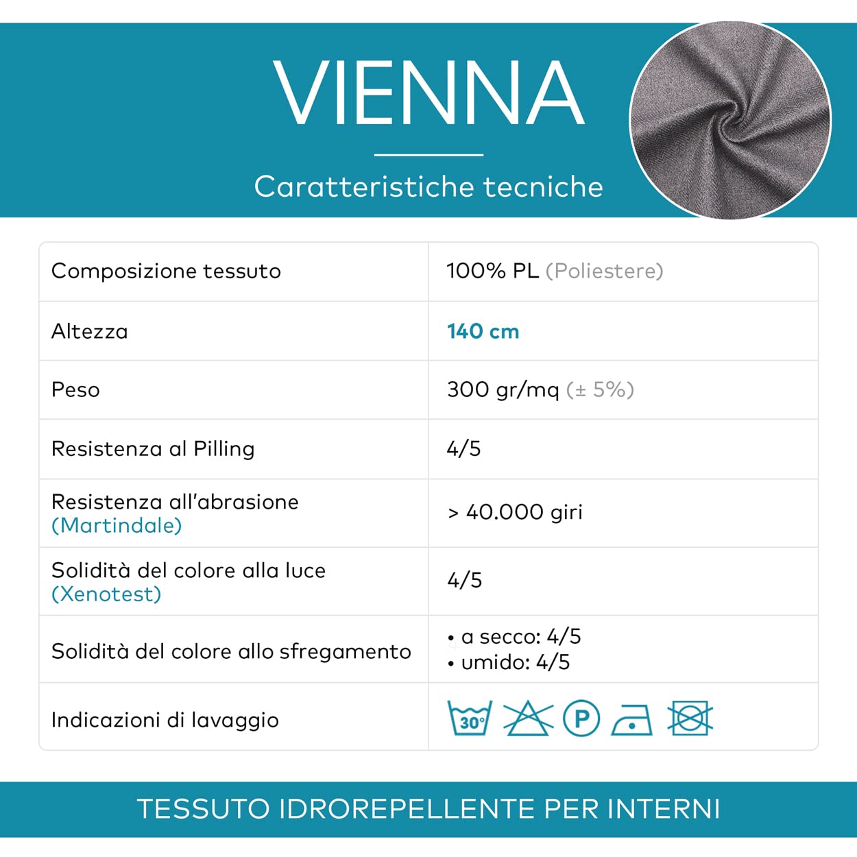 DESHOME Vienna Sofa-Meterware, Nähen Stoff, wasserabweisend, Meterware, für Sofas, Sessel, Kissen, Stühle, Möbel (5 Meter, Dunkelgrau)