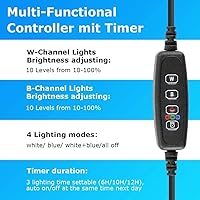 Vista 3 de Luz de acuario para pecera, encendido/apagado automático, sumergible blanco y azul, luz para plantas de acuario con temporizador y función
