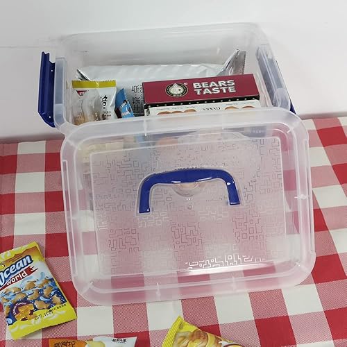 Miniatura 7 de Ggbin Caja de almacenamiento transparente de 6 cuartos con asa y pestillos - Paquete de 4