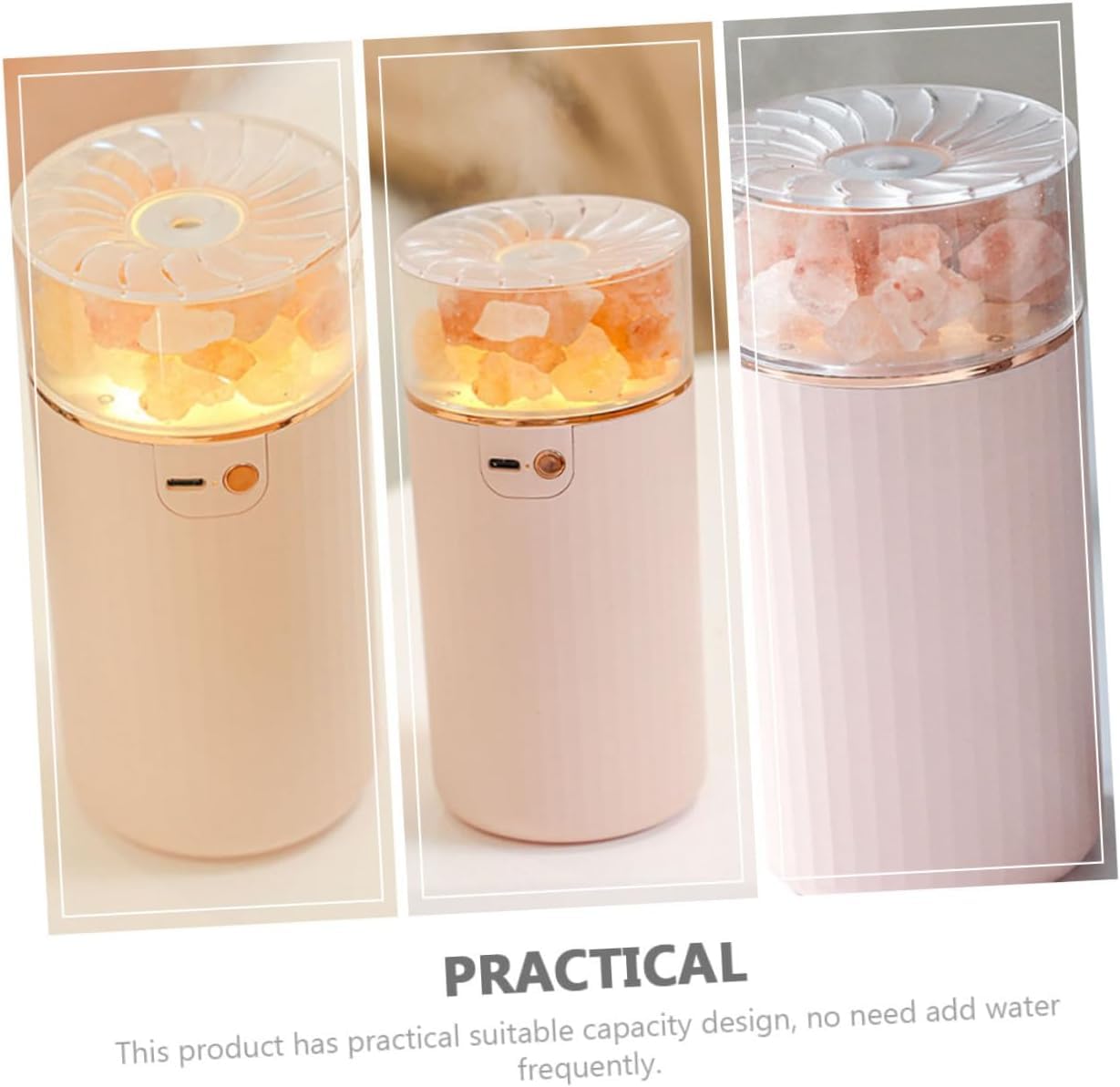 Difusor de Aire 1 Juego humidificador difusor de Aroma nebulizadores for el hogar humidificador de Aroma Interior Niebla Ajustable humidificadores de Gran Capacidad Sal Roca(Pink)