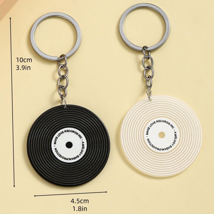 Image of Music Keychain Gifts Car Keys Backpack Charms Accessories DJ Keyrings Vinyl Record Keychain for Music Lovers