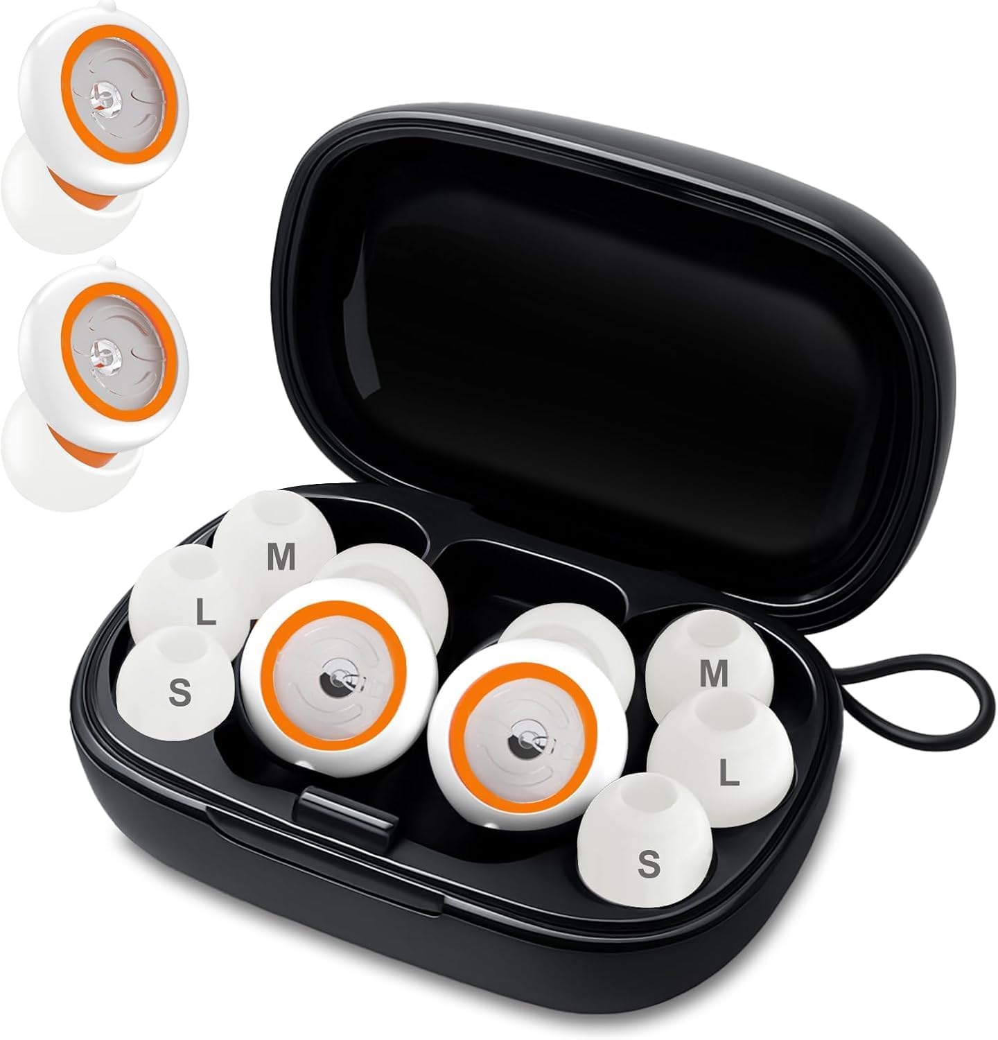 Senvok Ear Plugs for Sleeping Noise Cancelling with 3 Noise Reduction Levels – 50dB NRR Soft Silicone Earplugs for Sleep, Work, Travel – with 8 Ear Tips, 6 Fluorescent Rings and Carrying Case(White)