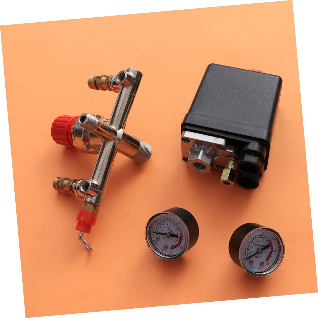 Balacoo Adjustable Air Compressor Pump Pressure Control Switch with Gauges Convenient Pressure Regulation for Air Compressors Easy to Install and Use