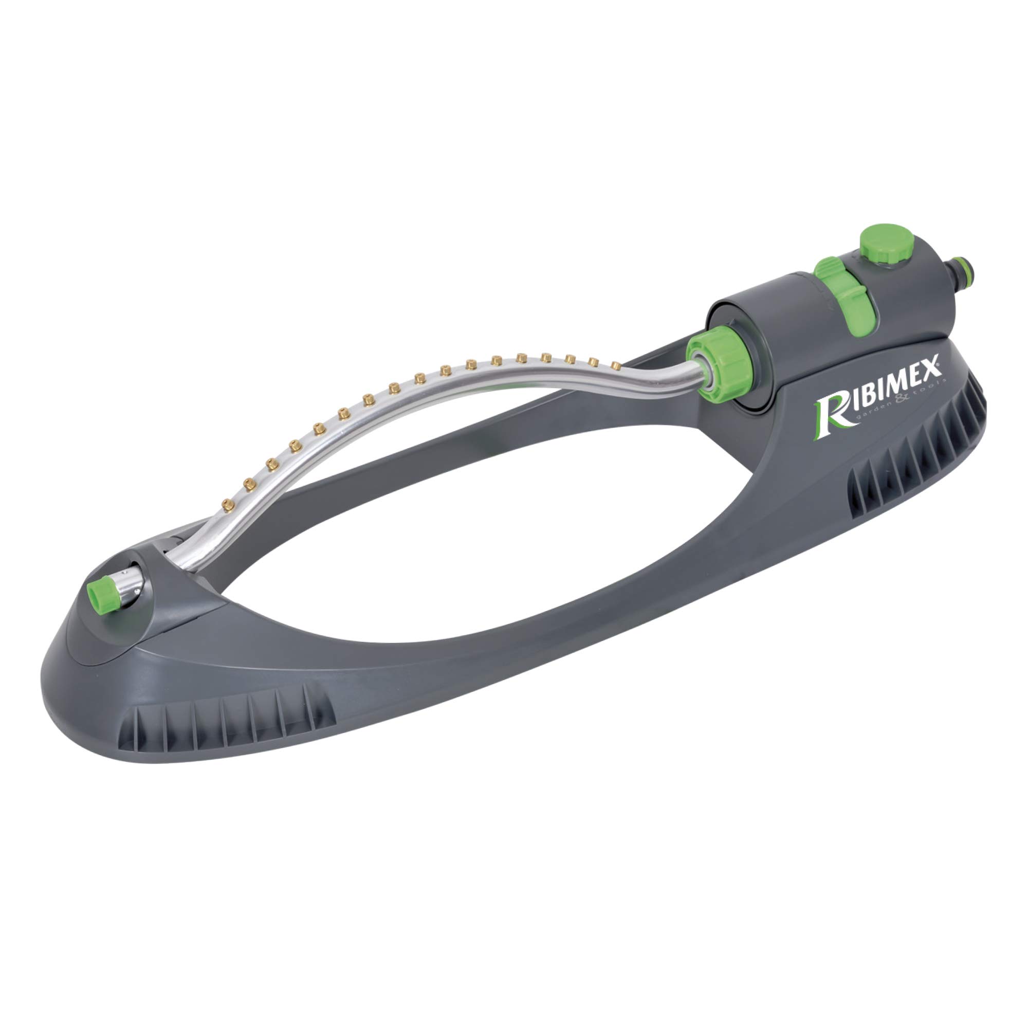 Arroseur oscillant Ribiland pour nourrir votre gazon en été avec son bras métal 17 jets réglable