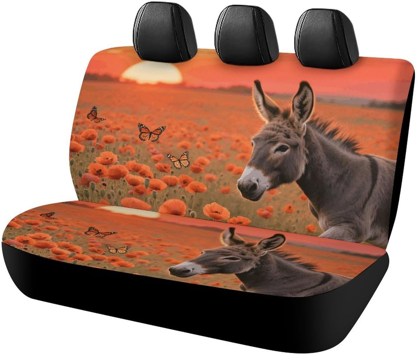 Donkey & Butterflie Universal Back Seat Cover for Cars, SUVs, Trucks & Vans - Waterproof Rear Bench Protector with Elastic Edge, Dog & All Season Protection, Easy Install & Washable