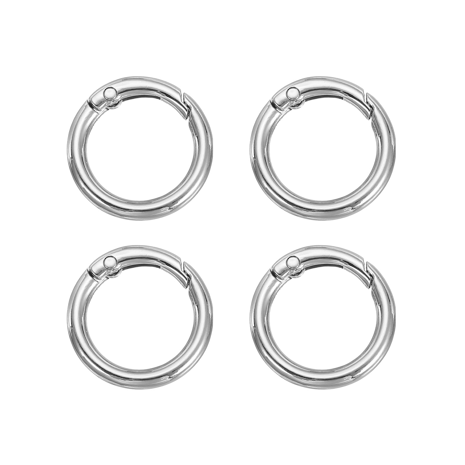 PATIKIL Spring O Rings, 4Pcs 1.1 Inch Metal Round Clips Keyrings Snap Buckle Clasps for Keychains Bags Purses Straps Dog Leashes DIY Crafts, Silver 27mm