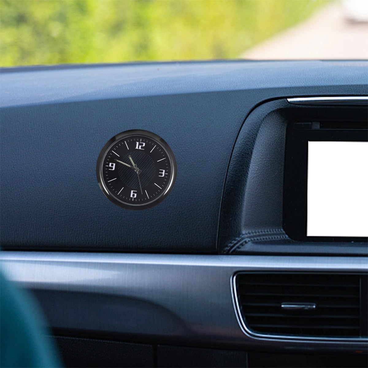 Compact Classic Car Clock Adhesive Backing for Dashboard and Air Vent Waterproof Black