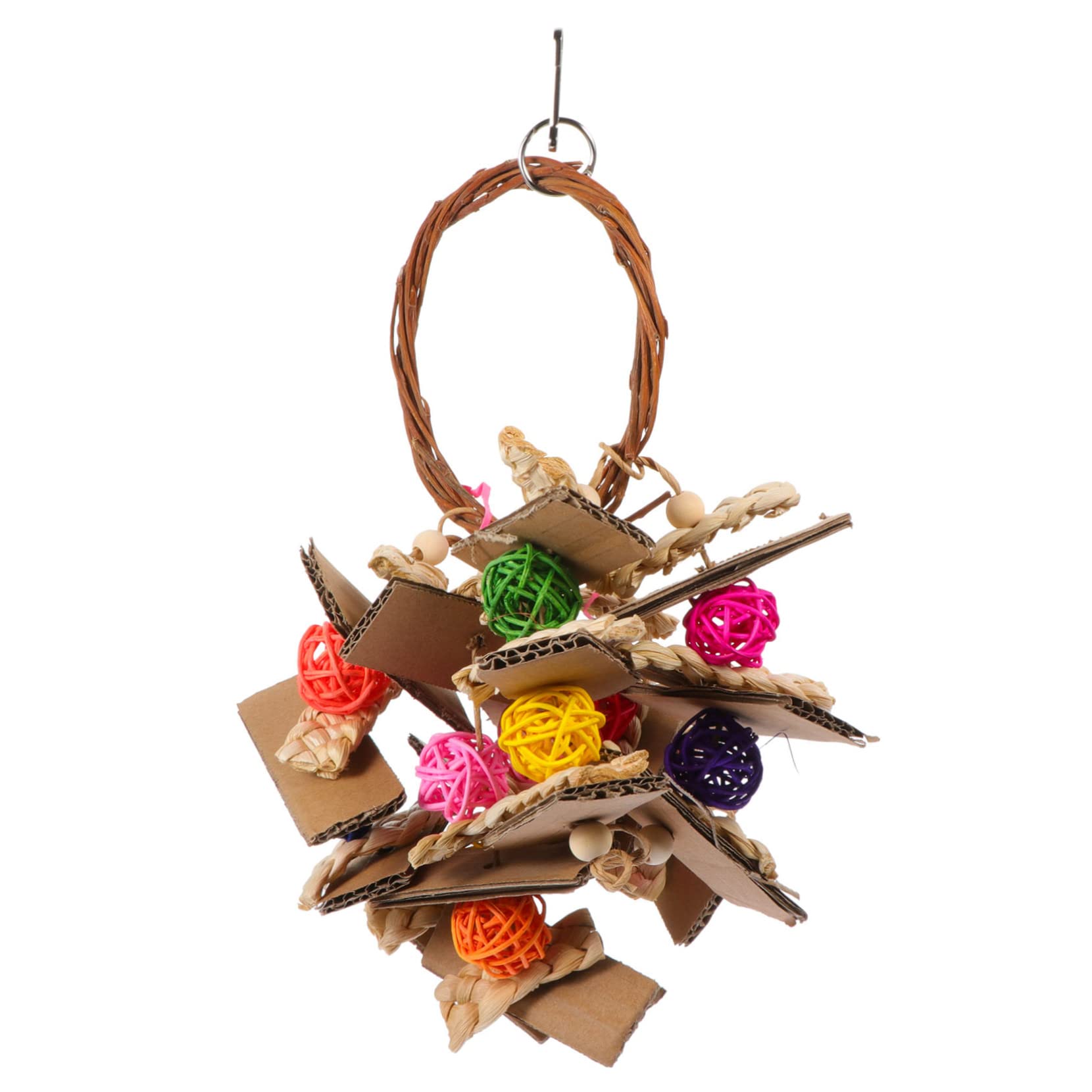 POPETPOP 3pièces Jouet pour Perroquet Jou Mâcher Suspendu avec Vigne Accessoire pour Oiseaux à Grimper Aléatoires