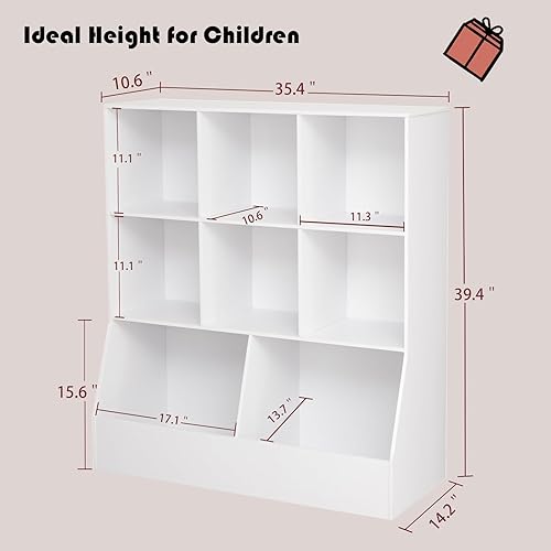 Miniatura 3 de DINZI LVJ Organizador de almacenamiento de juguetes, estantería para niños, armario de almacenamiento de juguetes de madera, estantería para niños