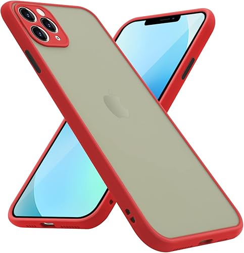 Funda translúcida mate para iPhone 11 Pro Max, funda delgada a prueba de golpes compatible con iPhone 11 Pro Max de 6.5 pulgadas, color rojo2