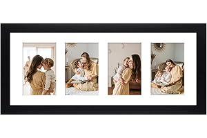 Golden State Art 8x20 Black Picture Frame for 4 4x6 Photos