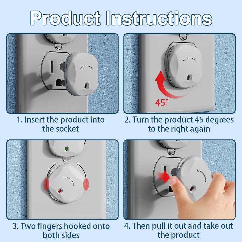 Plug Covers for Electrical Outlets, 40 Pack Plug Covers, Outlet Plug Covers to Prevent Power Shock Safety, for US 3-Prong