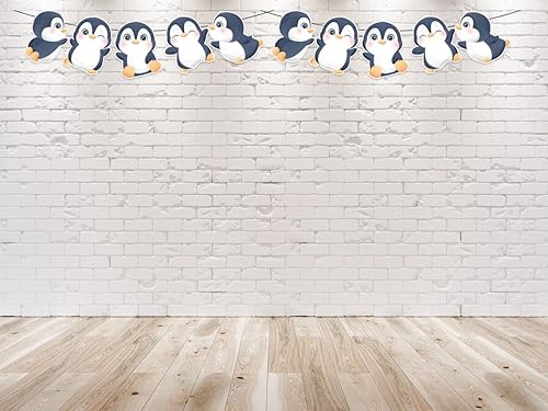 Miniatura 4 de Cartel de cumpleaños de pingüinos, lindos pingüinos, suministros de fiesta de invierno, baby shower, decoraciones de cumpleaños para acuarela de