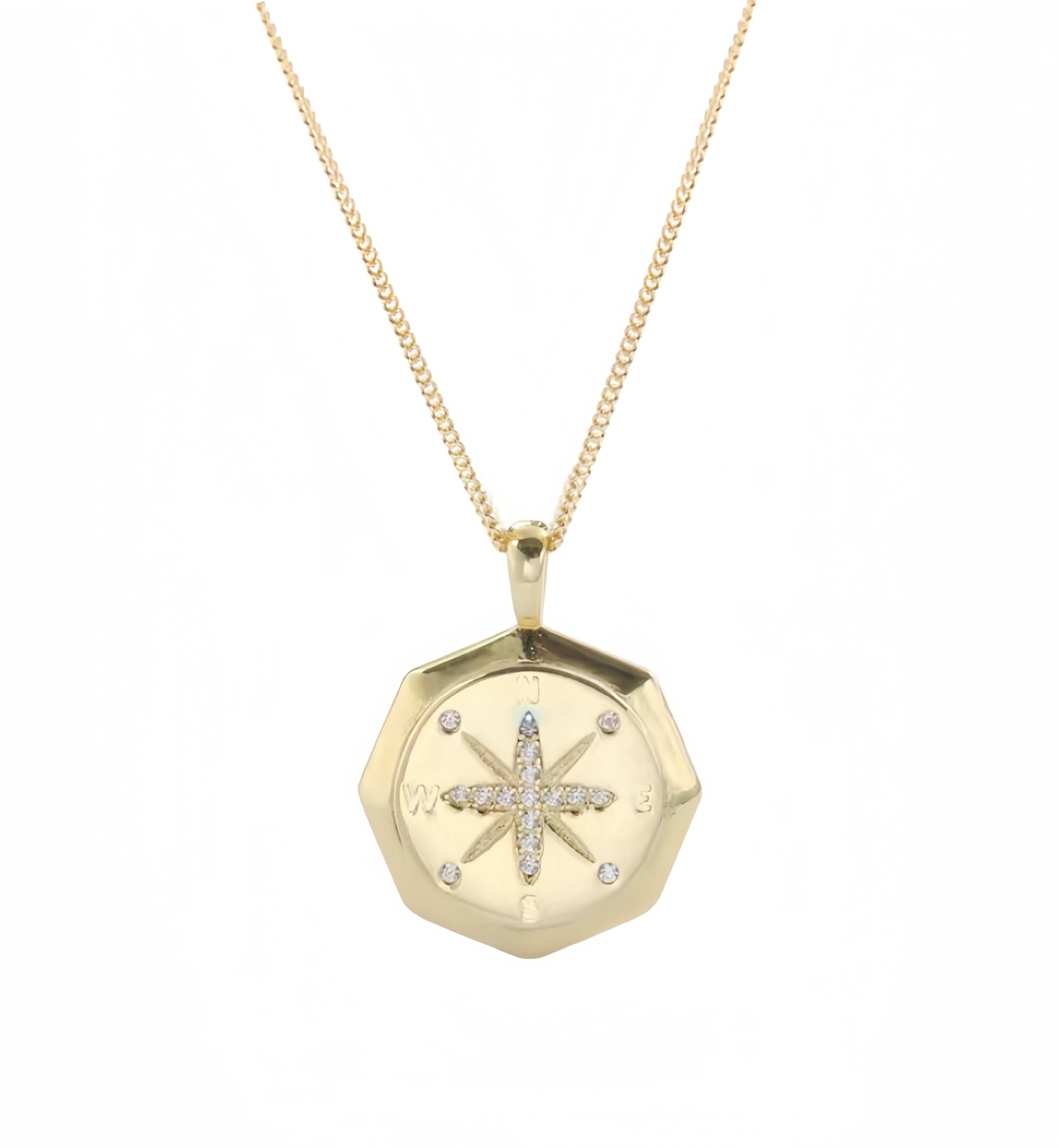 Oona RileyDiamond Compass Necklace - Gold Plated