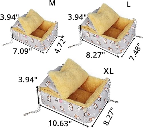 Vista 15 de MANON ROSA Hamster Hideout - Cama de invierno - Acogedora jaula para mascotas, almohadilla térmica y hamaca colgante para animales pequeños