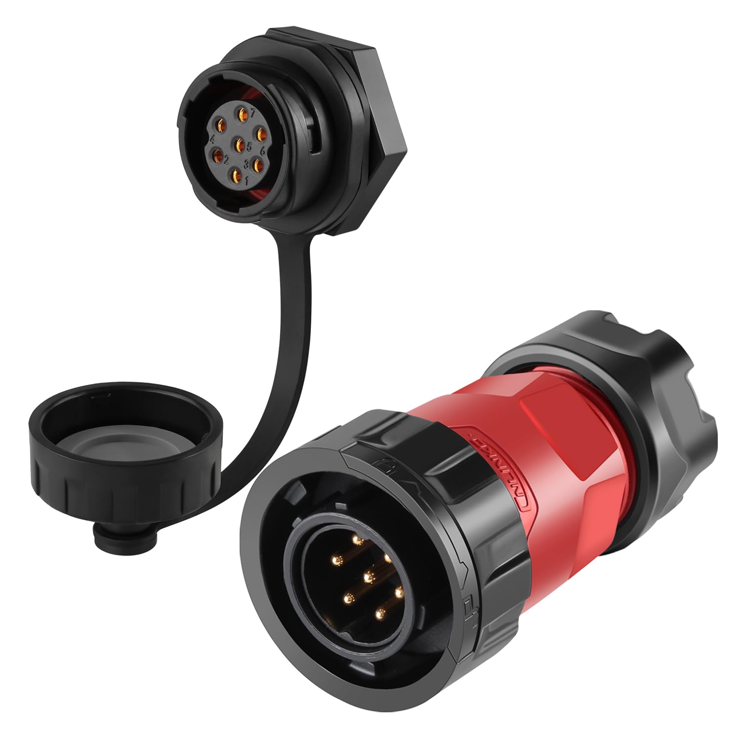 CNLINKO YM-20 2-Pin IP68 Waterproof Circular Connector PBT Plastic Shell | M20 Power Data Male Plug, Female Socket, Bayonet Lock, Quick Plugging, Pin Partitional Design, Panel Mount, industrial Use