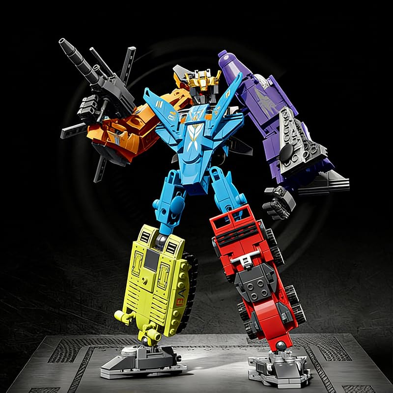 Image of SKY LINE OCEAN 6-in-1 Bugle Call Robot Building Blocks Set, 881 Pieces Transforming Mecha Construction Toy, STEM Educational DIY Kit for Kids Boys & Girls Ages 6+