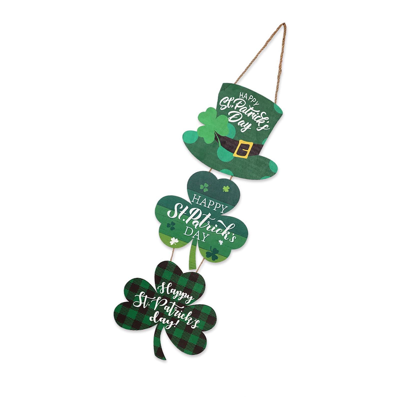 Irish Festival Decoration Wood Shamrocks Door Sign Hanging Ornament for Front Door Mantels Tree Holiday Party Wooden Party