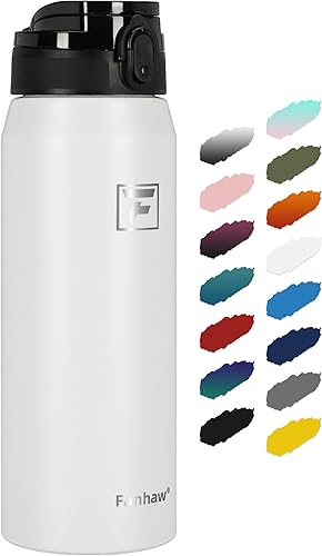 Miniatura 40 de Fanhaw Botella de agua aislada al vacío de acero inoxidable de 24 onzas con tapa antipolvo, para niños, mujeres, hombres, a prueba de fugas y sudor